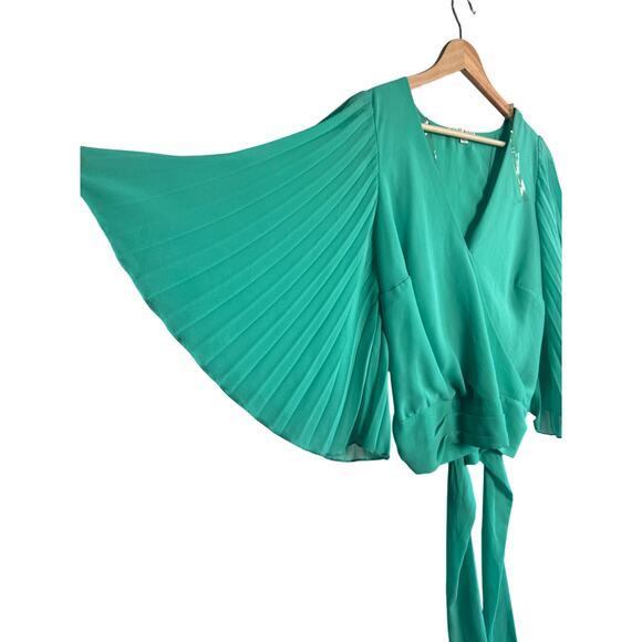 Haute Monde Green Tie Back Blouse Top Size M - Picture 2 of 6